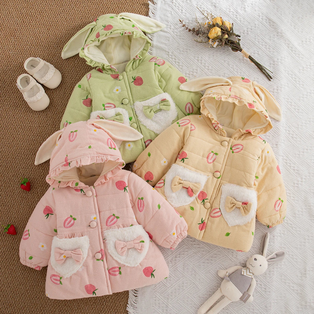 Veste Bébé Fille Hiver à Capuche – Manteau Chaud Épais Mignon 9 Mois à 3 Ans