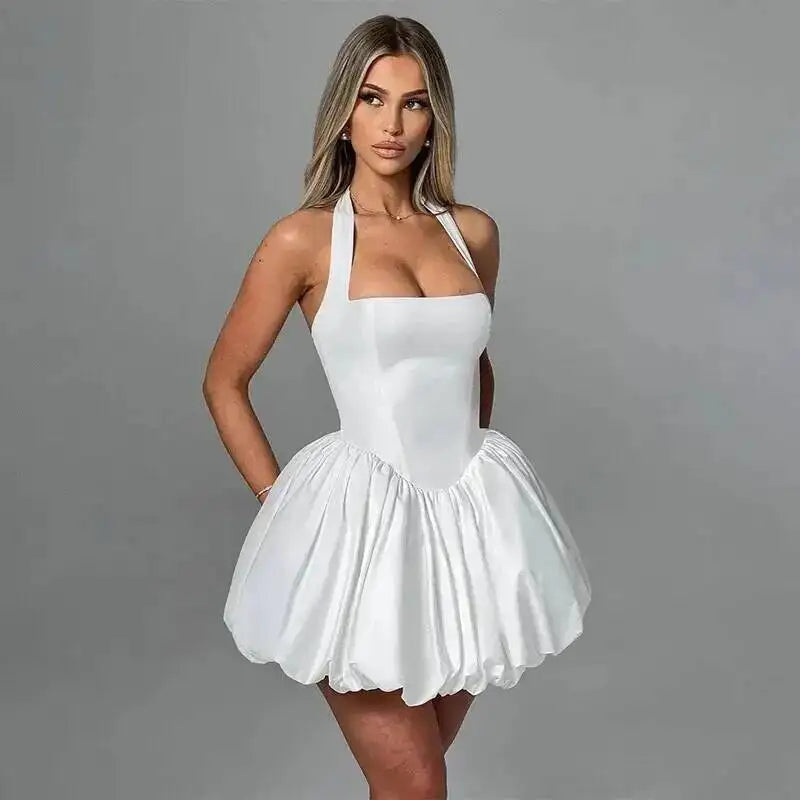 Robe Mini Halter Taille Enveloppée Ligne A Femme – Sexy Évasée | Soirée Club Printemps Été