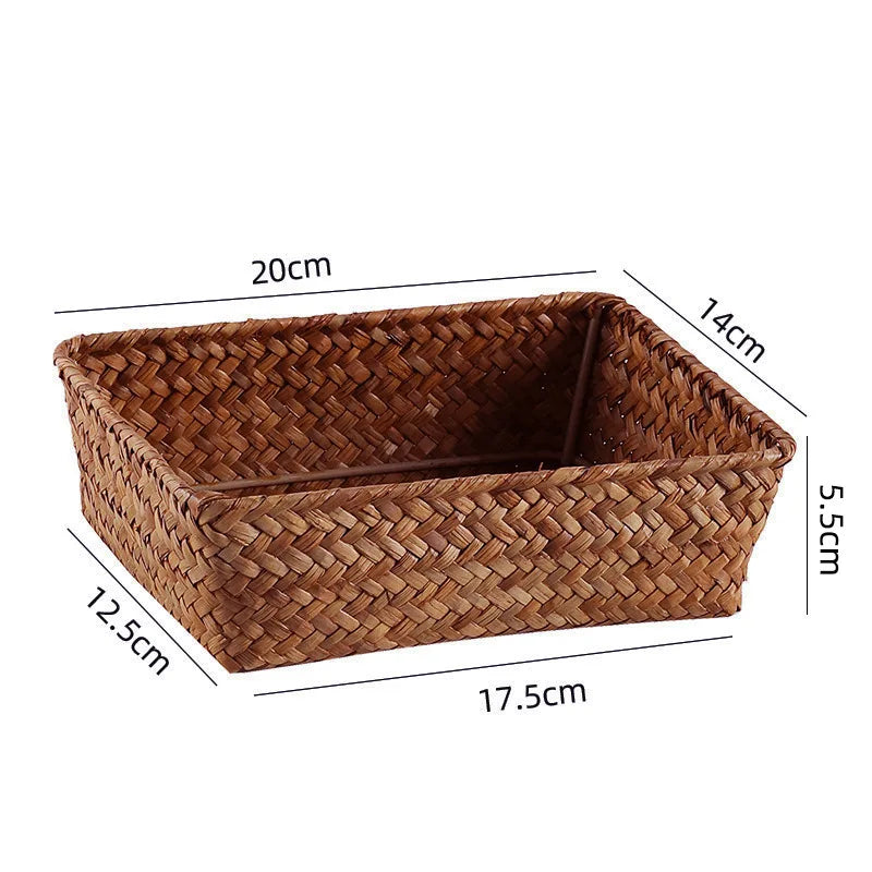 Panier Tressé Algues Rangement Bureau & Salon – Skincare, Télécommande, Clés & Cosmétiques | Déco Naturelle