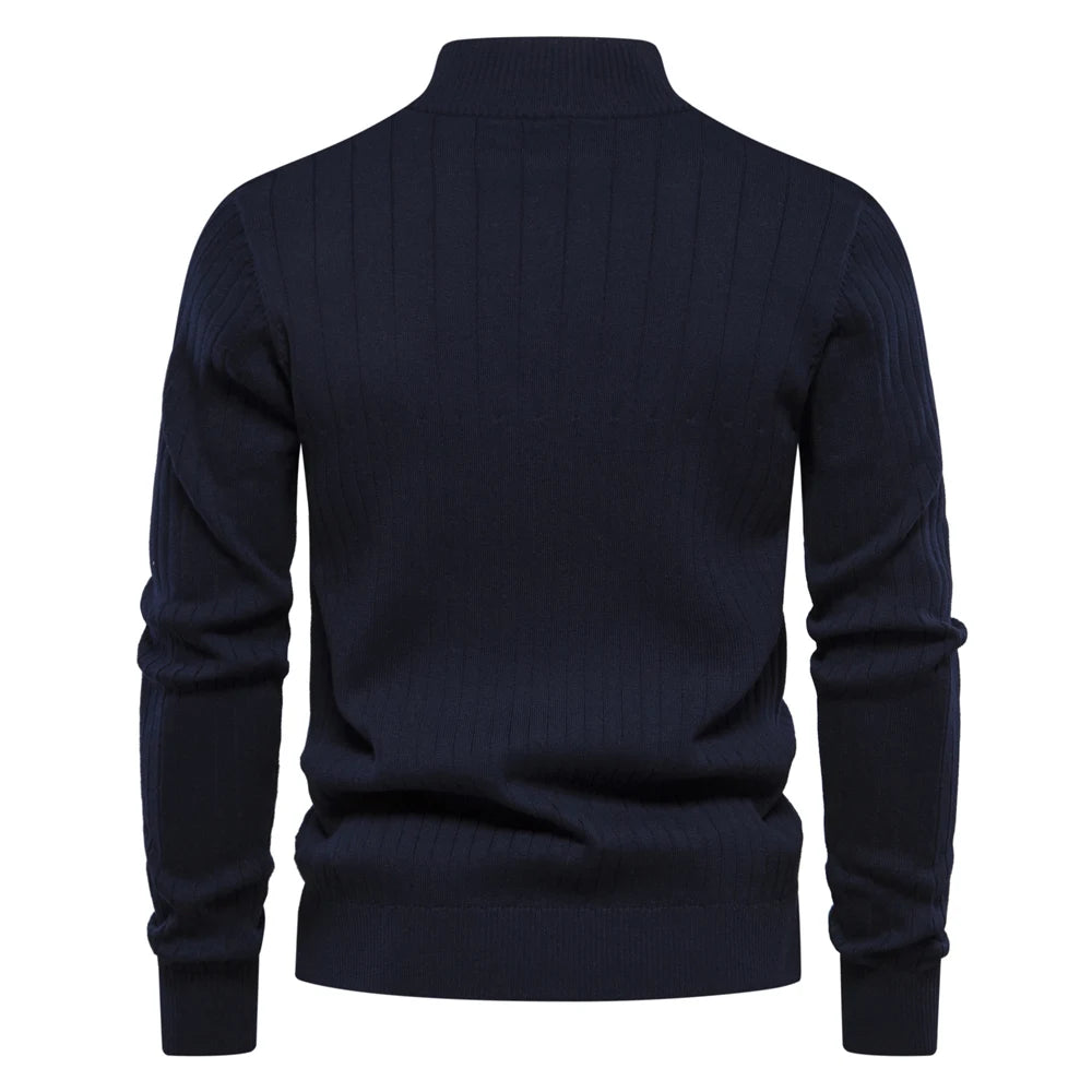 Pull Homme Zip Col Montant Coton Tricoté – Pullover Chaud Qualité Premium Automne Hiver | Mode Homme Premium