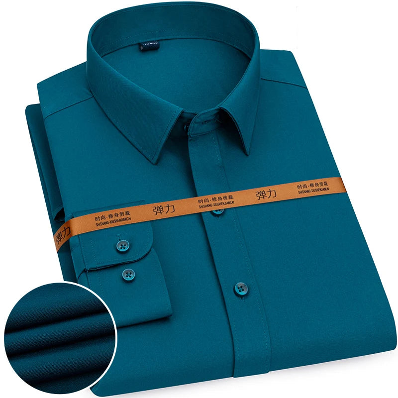 Chemise Homme Slim Fit Couleur Unie – Business Casual Classique Manches Longues Légère | Mode Homme Premium