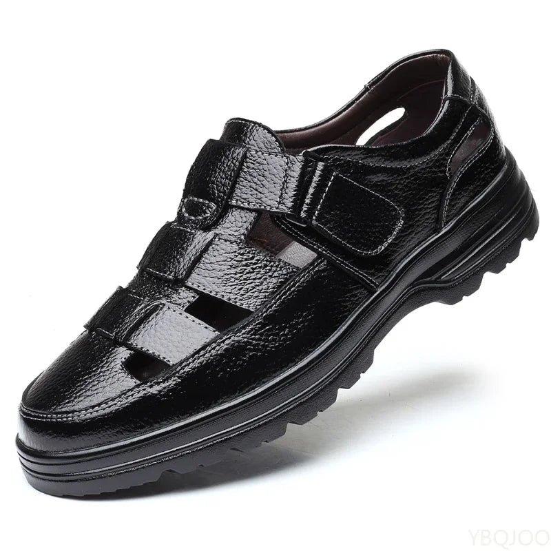 Sandales Cuir Véritable Homme Hollow Respirant 2025 – Casual Confortables Été