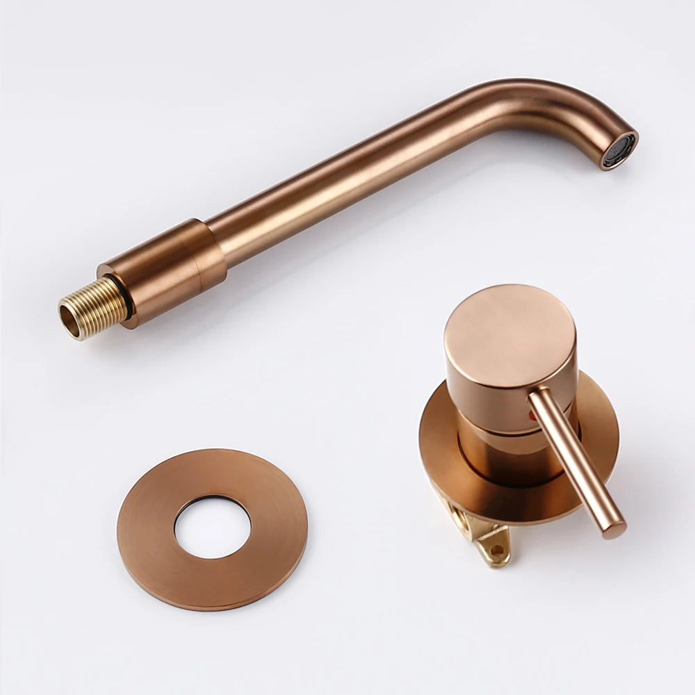 Bagnolux Robinet Encastré Rose Gold Laiton – Poli ou Brossé, Trou Rond, Eau Chaude & Froide | Salle de Bain Luxe