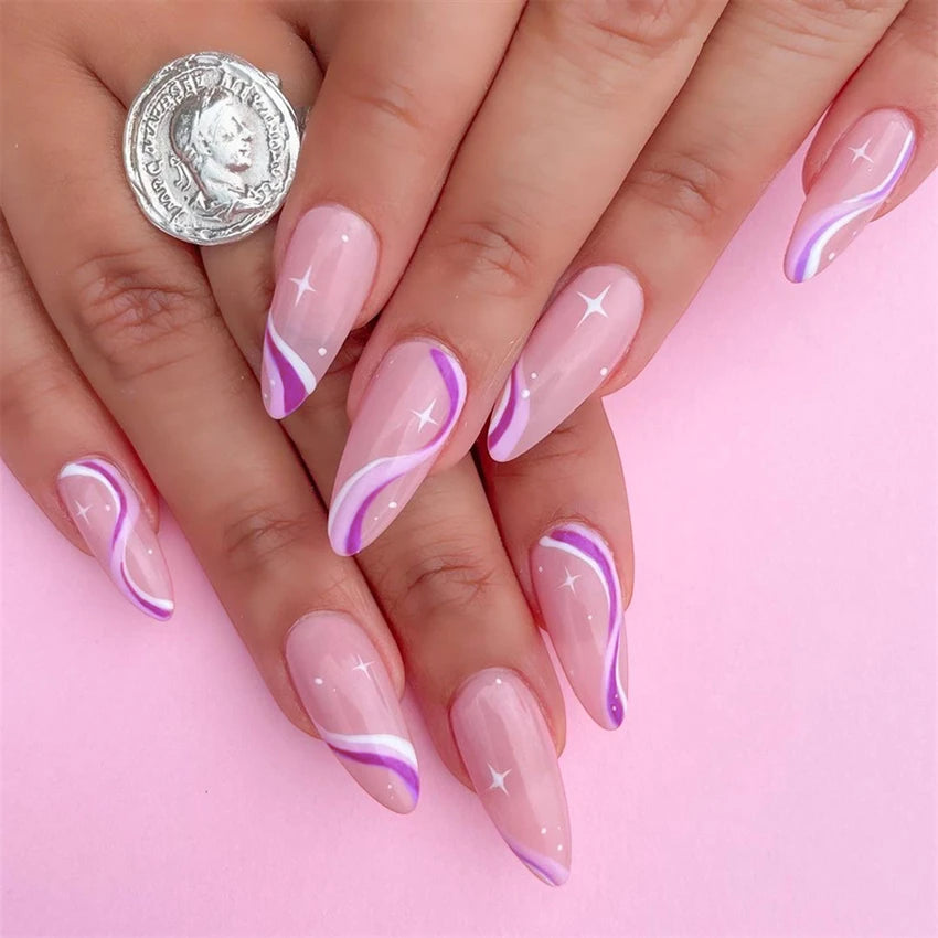 24 Faux Ongles Ballerina & Coffin Amovibles – Manucure Prête à Porter, Forme Amande & Coffin | Décoration Ongles Femme & Fille
