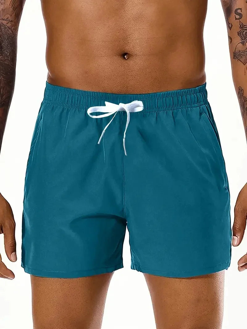 Short Homme Plage Été Couleur Unie Ceinture Élastique Double Poches Fashion Leisure Confortable Sport Cool Tendance – Short Premium Multifonction Été | Mode Homme Été Premium