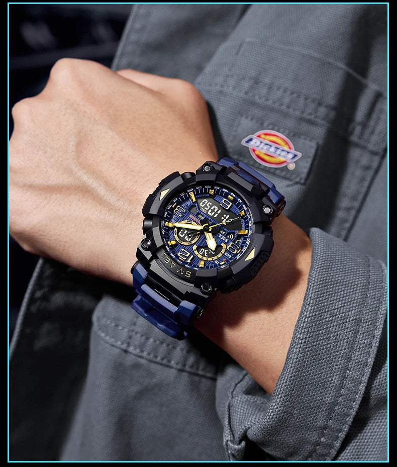 Montre Homme SMAEL 8099 Militaire Digital Sport – Étanche 50M LED Chronographe Antichoc