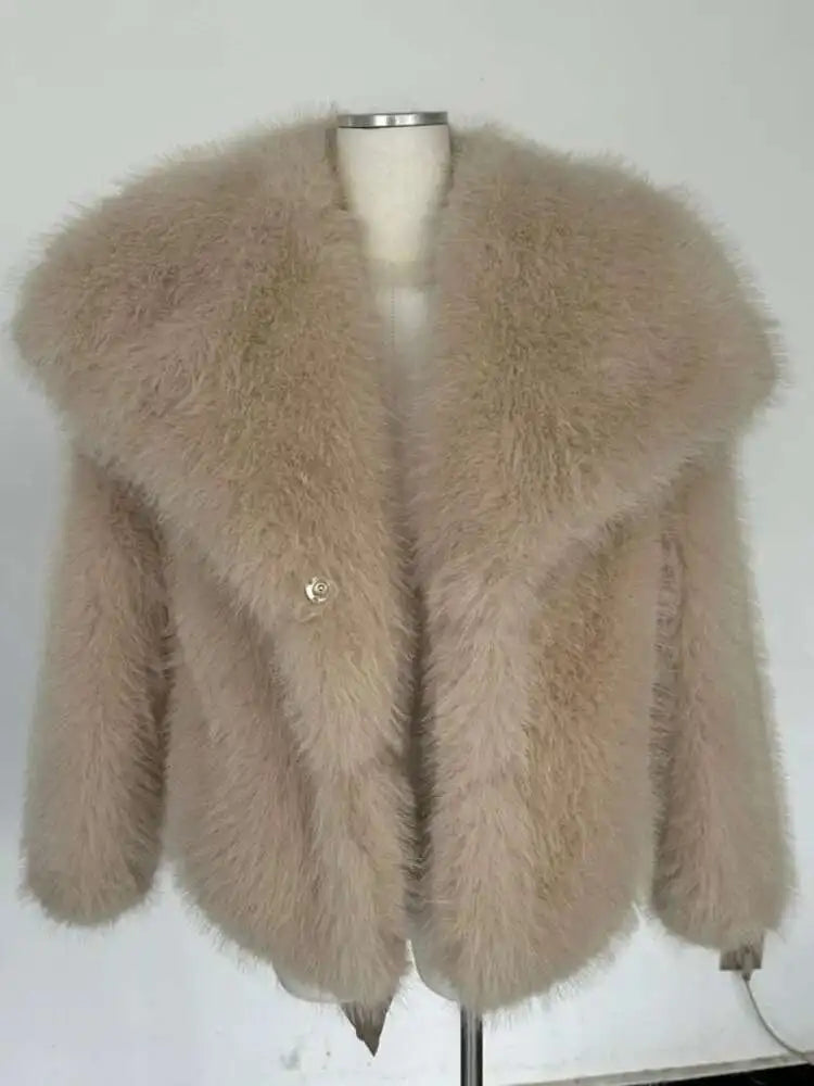 Cardigan Femme Col Revers Fourrure Manches Longues Élégant – Manteau Mode Chic & Tendance | Automne Hiver