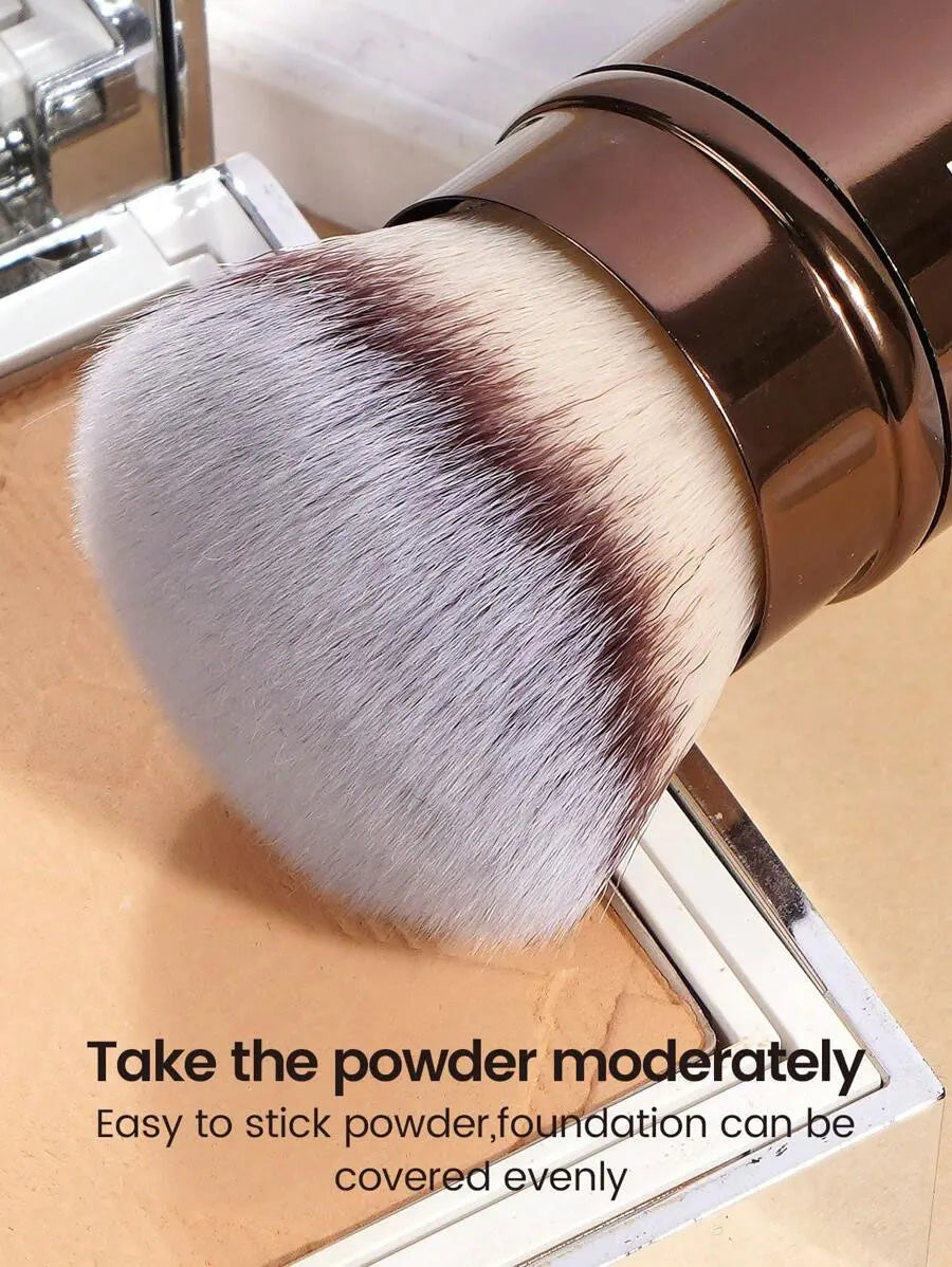 Pinceau Rétractable Professionnel Visage – Blush, Fond de Teint & Poudre Libre | Poils Synthétiques Ultra-Doux