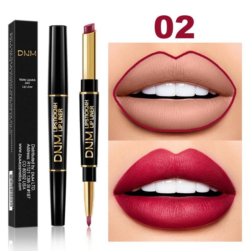 Crayon Lèvres 2-en-1 Mat – Rouge à Lèvres & Contour | Waterproof Longue Tenue