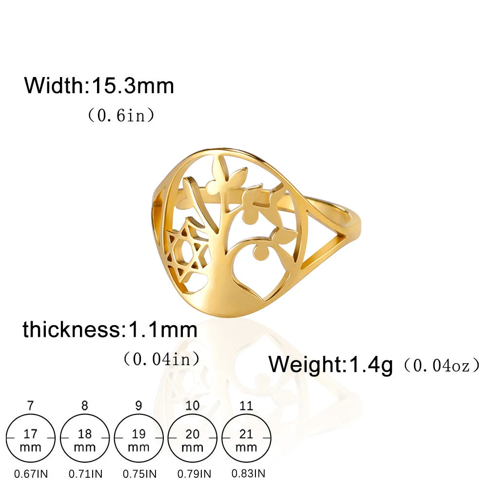 Bague Arbre de Vie Acier Inoxydable Argenté – Symbole Nature & Spiritualité | Bijou Unisexe Couple & Mariage | Cadeau Intemporel