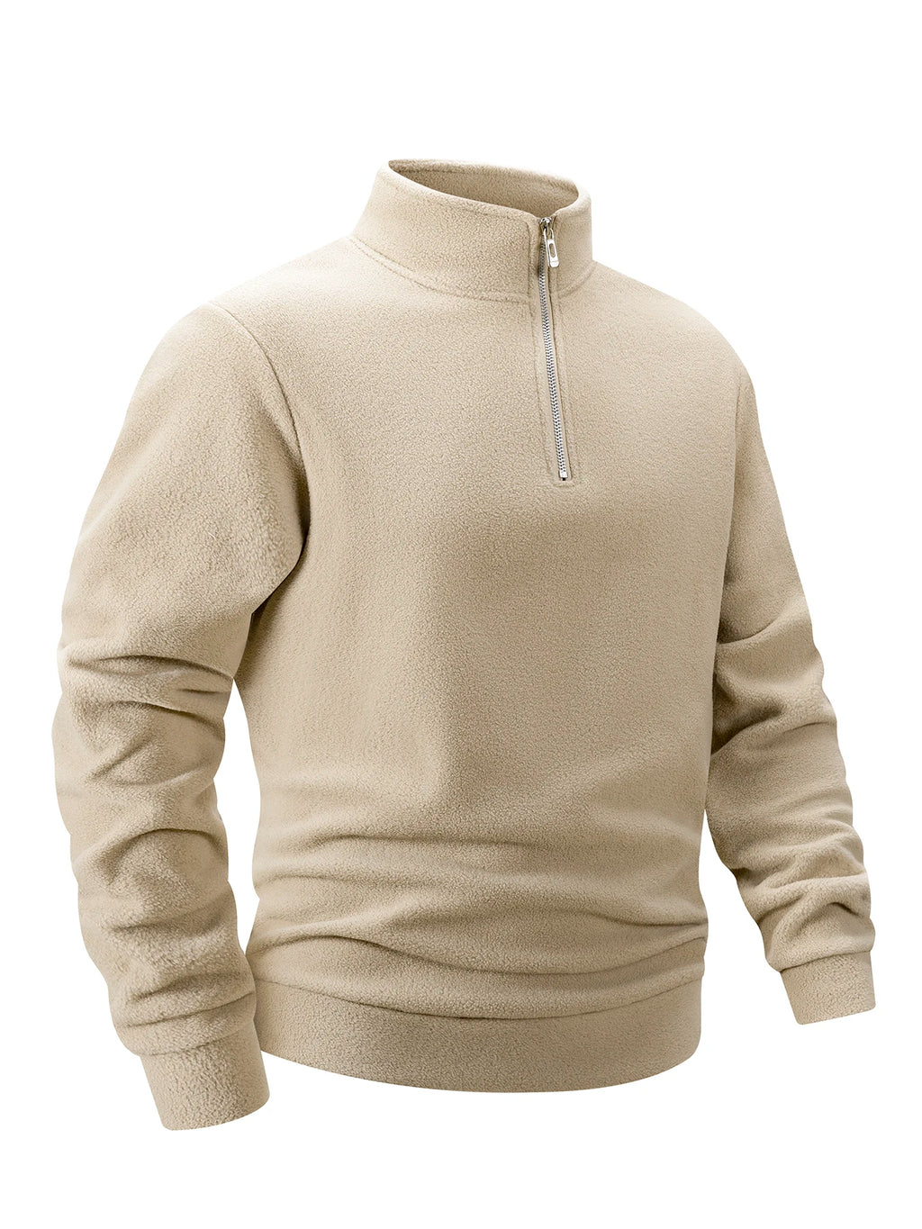Herren-Sweatshirt, Fleece, Freizeit, Stehkragen, Viertelreißverschluss – Klassischer, bequemer Sportpullover, Übergröße 3XL | Herrenmode