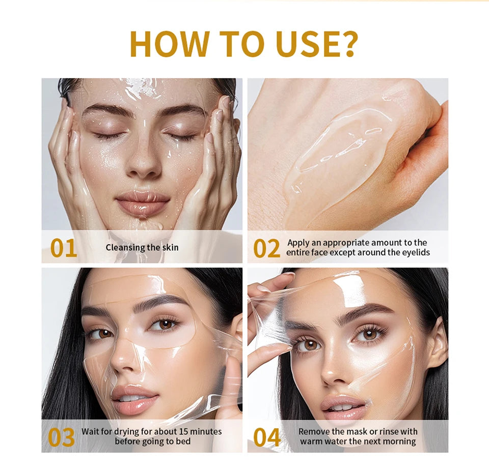 Masque Nuit Peel-Off Acide Kojique & Curcuma – Collagène Hydrolysé | Teint Éclatant & Raffermissant | Korean Skincare