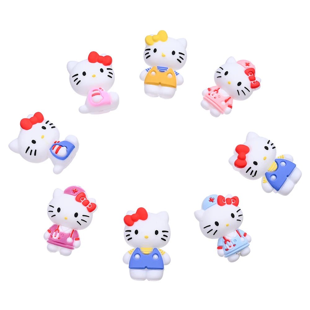 7 Perles Silicone 3D Thème Sanrio Hello Kitty – Perles Focus DIY Colliers Bracelets Attache-Tétine