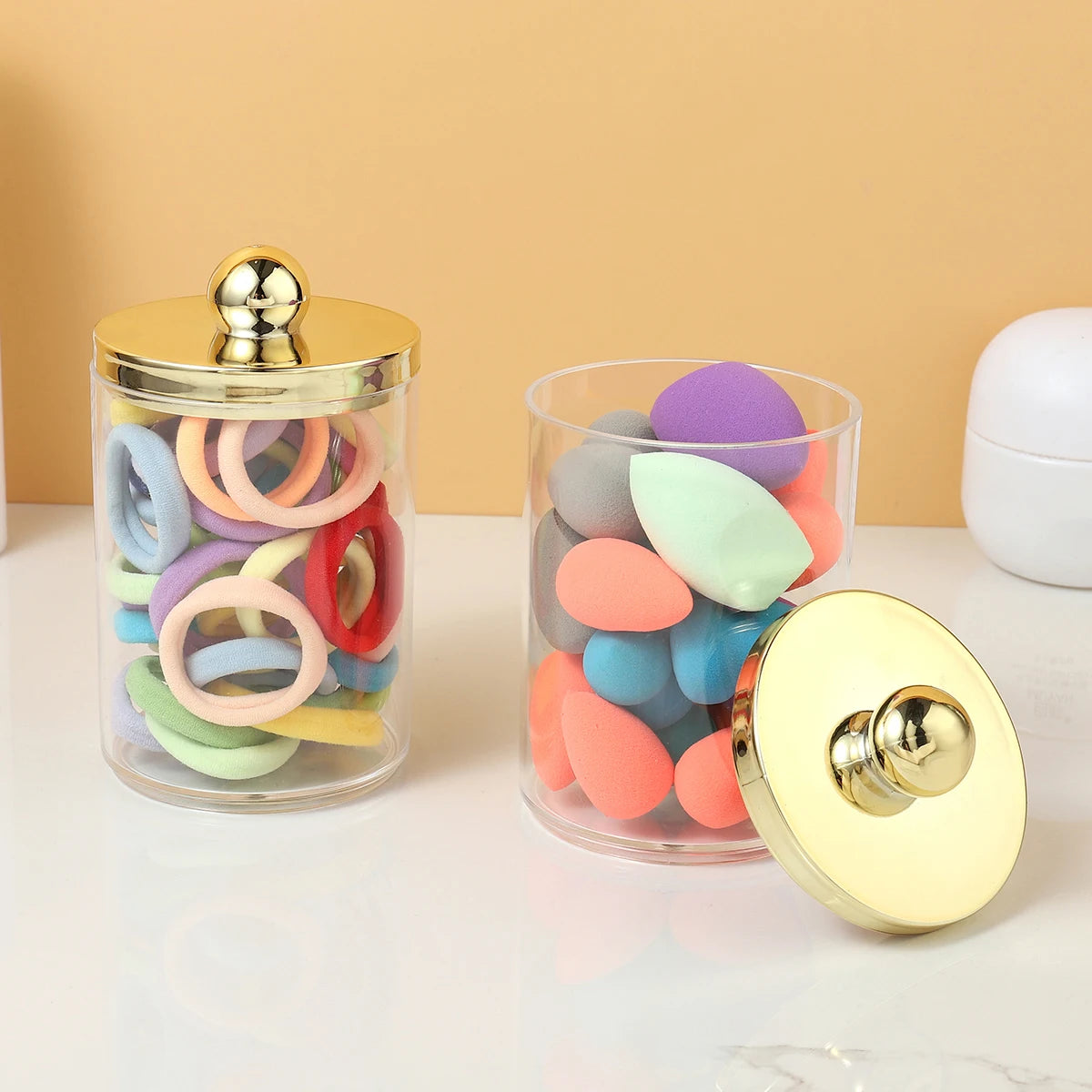 Pot Rangement Cotons-Tiges Apothecary – Lot 1/2/3 Pcs | Distributeur Transparent Salle de Bain