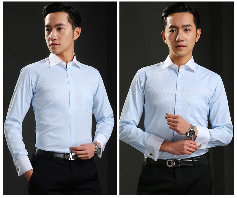 Chemise Homme Classique Poignets Français Manches Longues Coupe Standard – Formelle Business Mariage Bureau Blanche Élégante | Mode Homme Premium