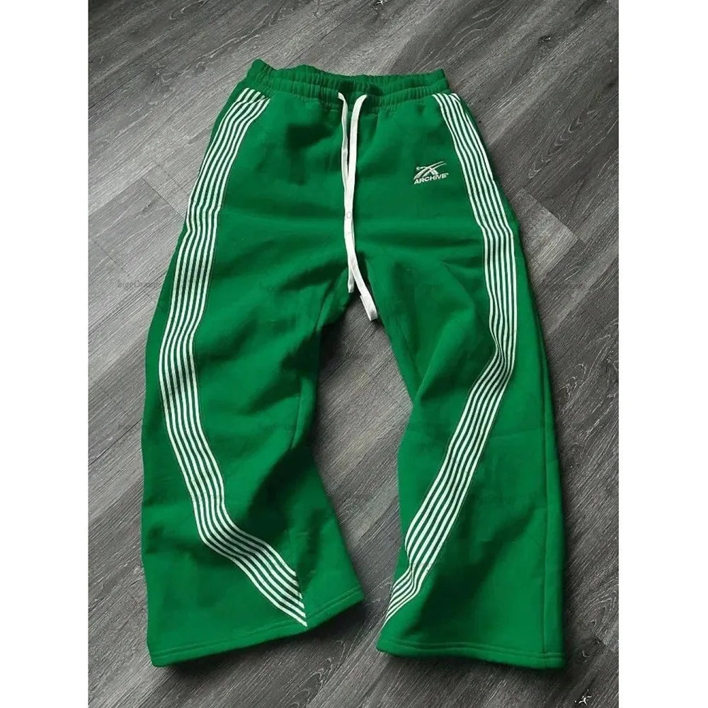 Herren Freizeithose Gestreift Weite Passform Gerade Geschnitten – Elastischer Kordelzug Sport Herbst Winter Streetwear Urban | Herrenmode