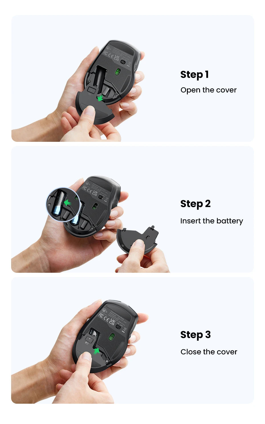 UGREEN Souris Sans Fil Ergonomique – Bluetooth 5.0 & 2.4G, 4000 DPI, 6 Boutons Silencieux | MacBook, PC & Tablette