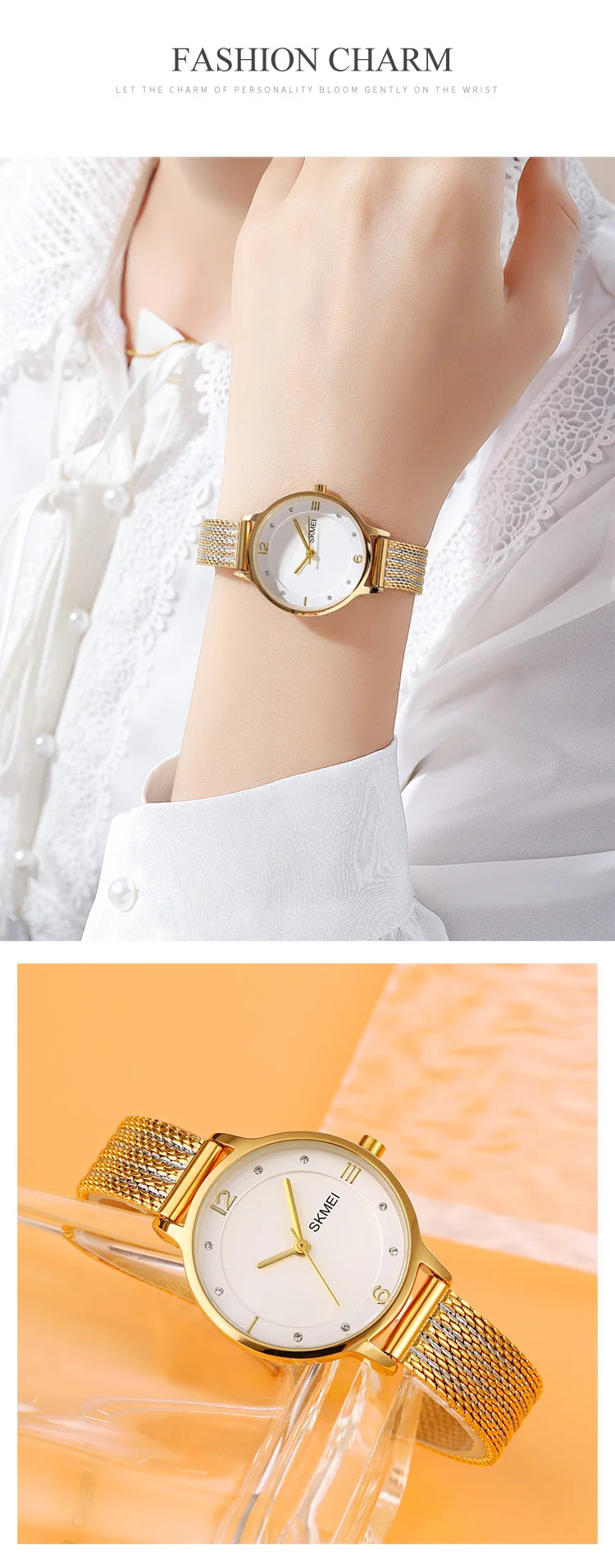 Montre Femme SKMEI 1874 Quartz Japonais Bracelet Acier Inoxydable – Fashion Luxe Élégante