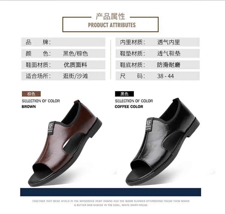 Sandales Cuir Soft Sole Homme Plage Conduite – Slippers Outdoor Confortables Qualité