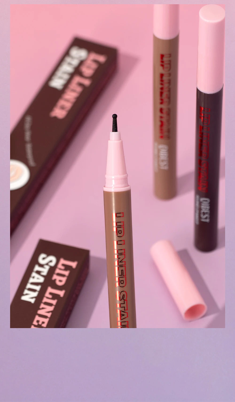 Lip Liner Liquide Mat Waterproof – Applicateur Sponge Tip Teinture | Contour Lèvres Longue Tenue