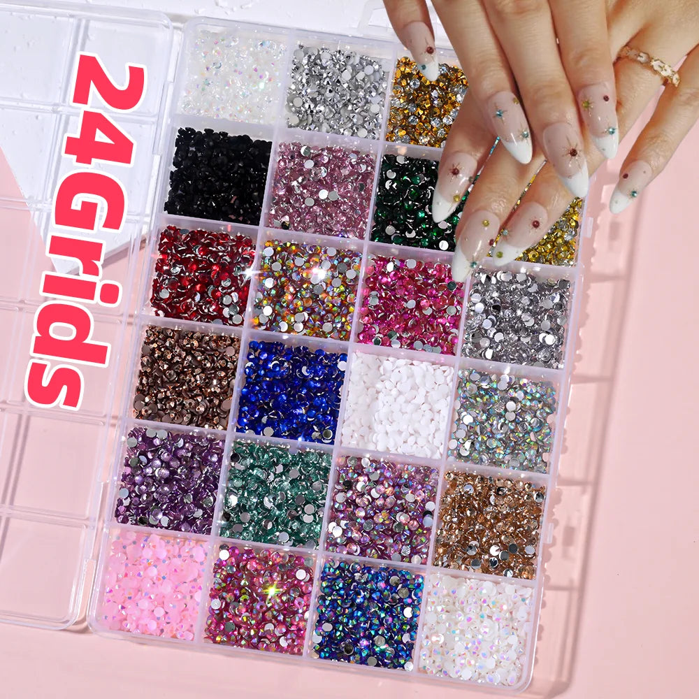 Strass Nail Art 3D Colorés – Diamants Plats Ronds | Déco Ongles DIY