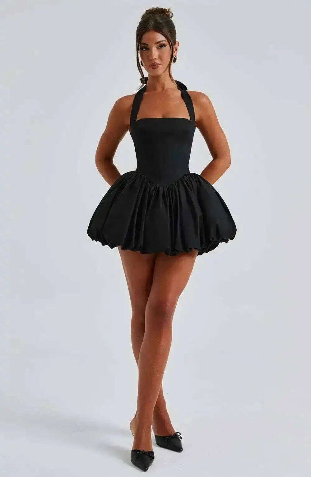Damen A-Linie Mini-Neckholder-Kleid mit Wickeltaille – Sexy Ausgestellt | Party Club Frühling Sommer