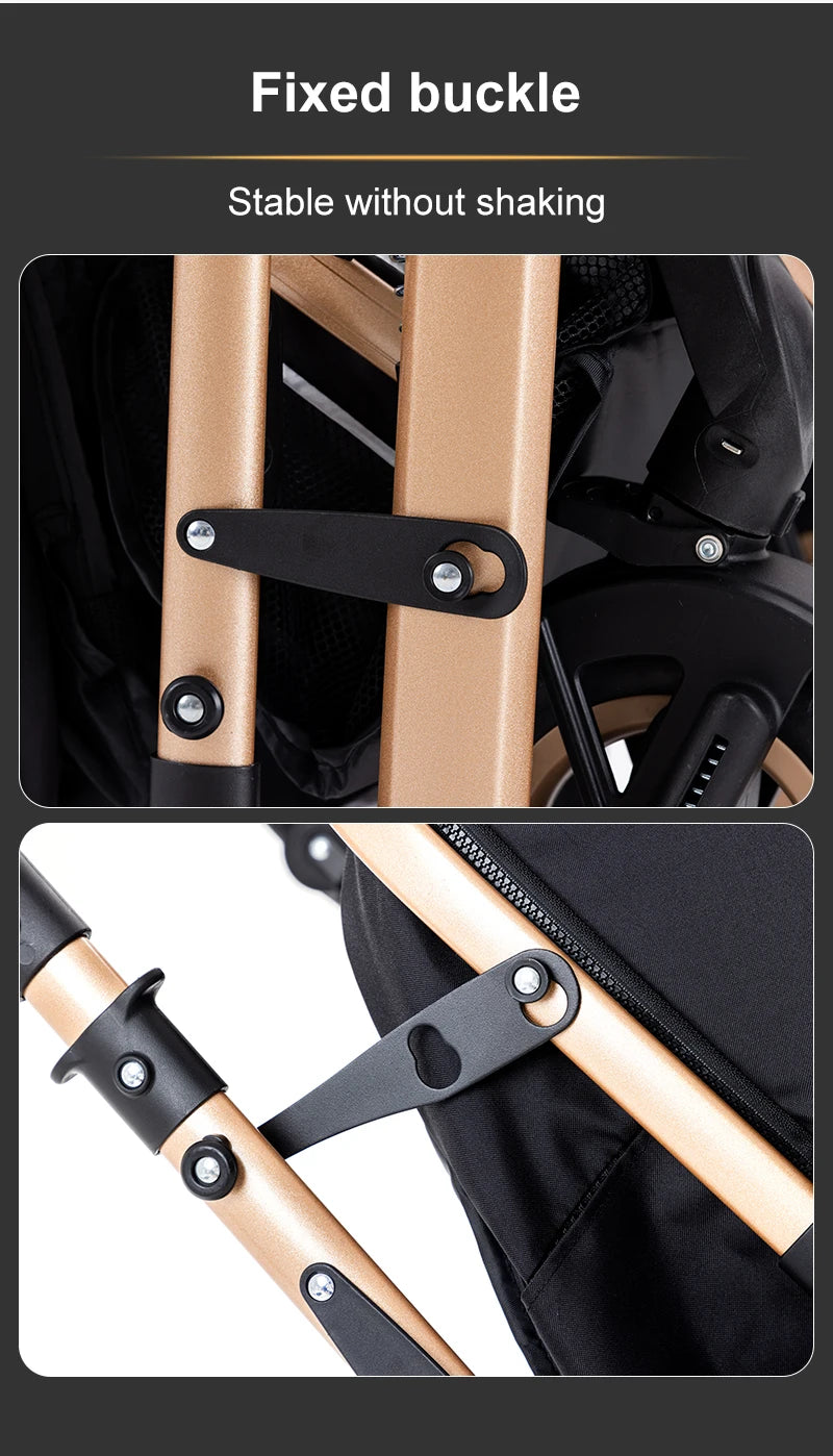 Poussette Bébé 3 en 1 Luxe Pliable Noire – Cadre Aluminium, Haute Vue, Nacelle & Siège | Voyage Nouveau-Né & Nourrisson