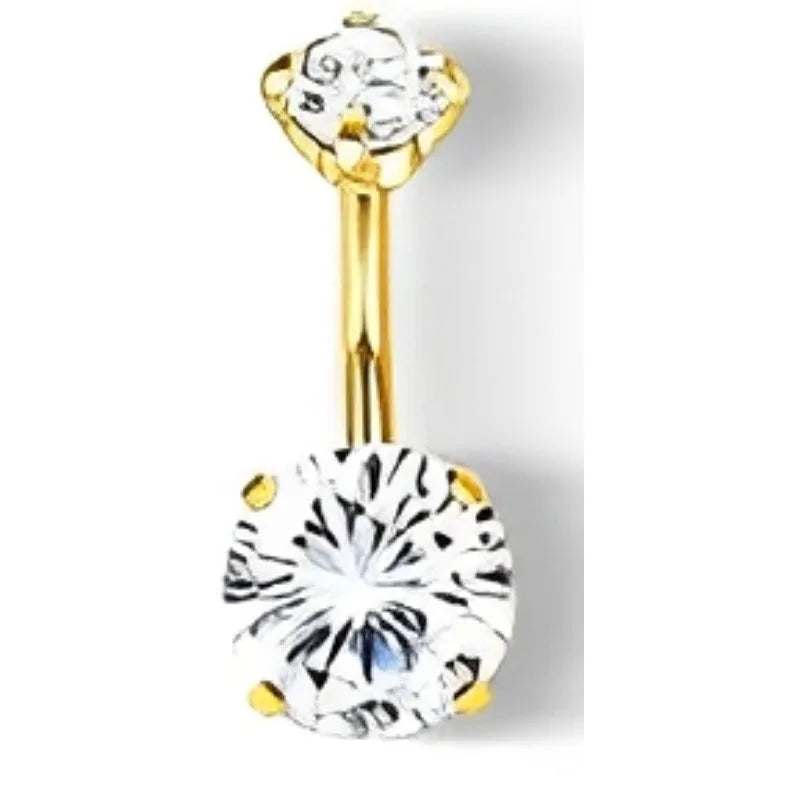 Piercing Nombril 14G Acier Chirurgical Fleur CZ Pendentif – Anneau Nombril Femme Premium & Hypoallergénique | Body Jewelry Élégant & Sécurisé