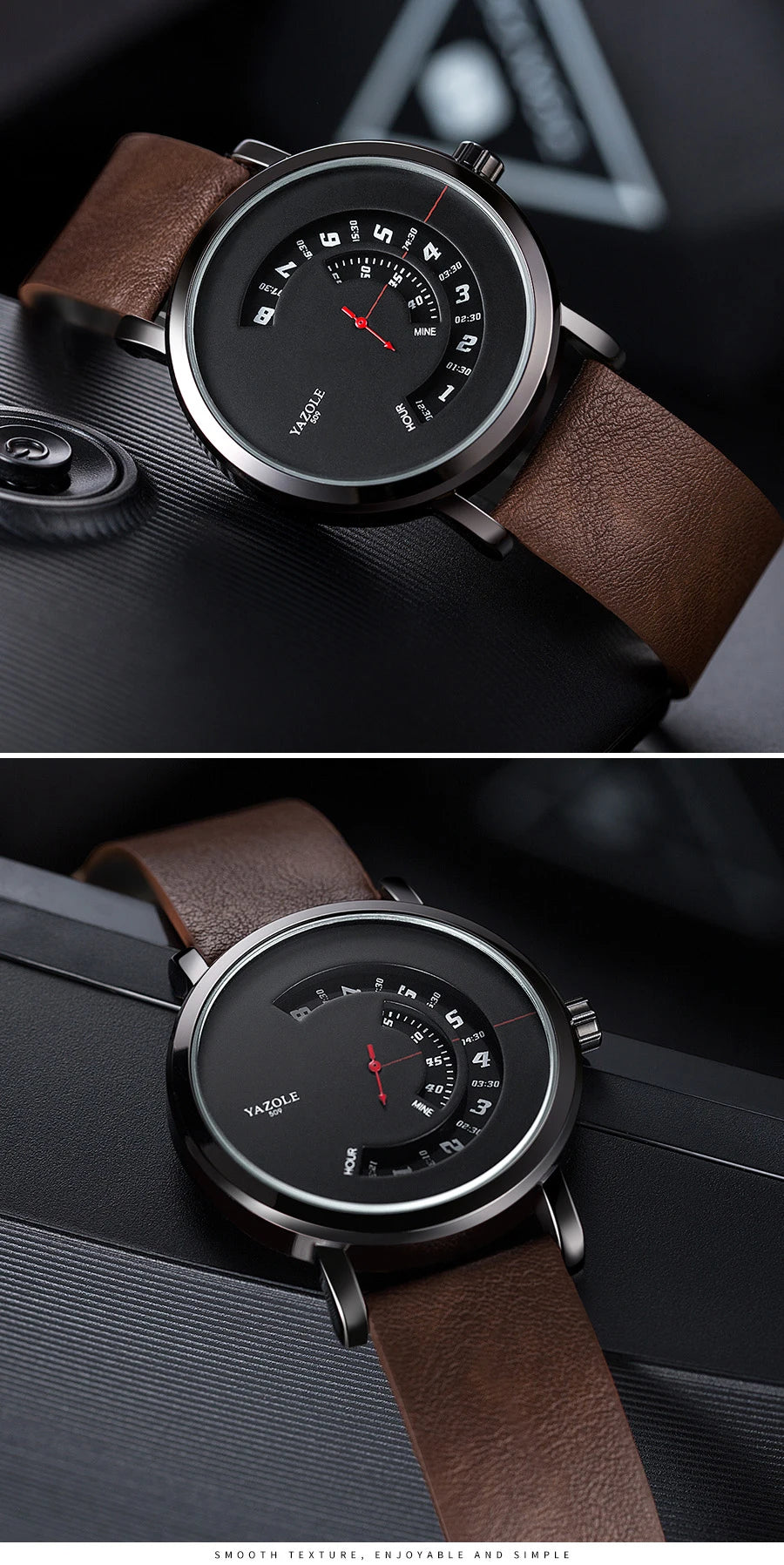 Montre Homme YAZOLE Quartz Bracelet PU Casual Unique – Étanche Fashion Tendance 2025