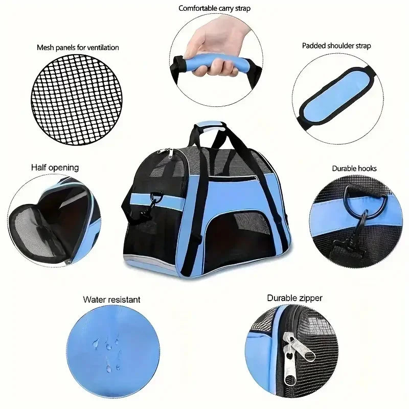 Sac Transport Chat & Chien Portable Mesh Respirant Pliable – Sac à Main Voyage Petite Race | Transport Animaux de Compagnie