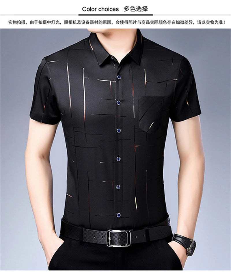 Chemise Homme Business Casual Manches Courtes Sans Repassage Anti-Froissé Confortable Polyvalente Élégante Intemporelle Fashion – Chemise Premium Sans Repassage Anti-Froissé Business Casual | Mode Homme Business Premium