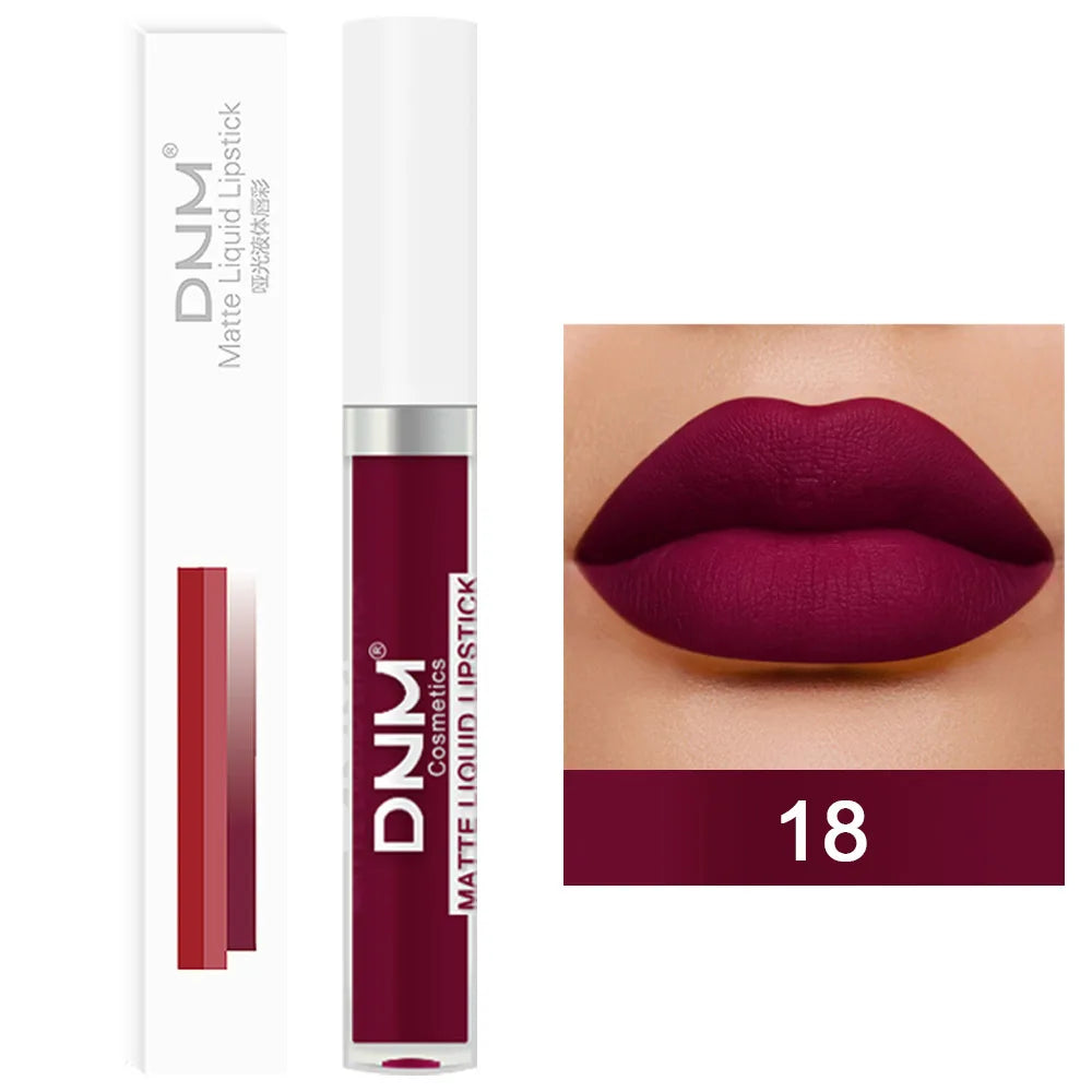 Gloss Velvet Mat DNM 18 Couleurs – Waterproof Longue Tenue | Lip Tint Nude, Rouge & Violet