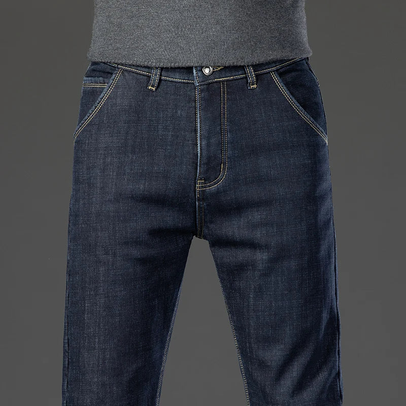 Jean Homme Polaire Intérieur Épais Thermique Chaud Hiver Coupe Droite Stretch Casual Business | Jean Polaire Thermique Premium