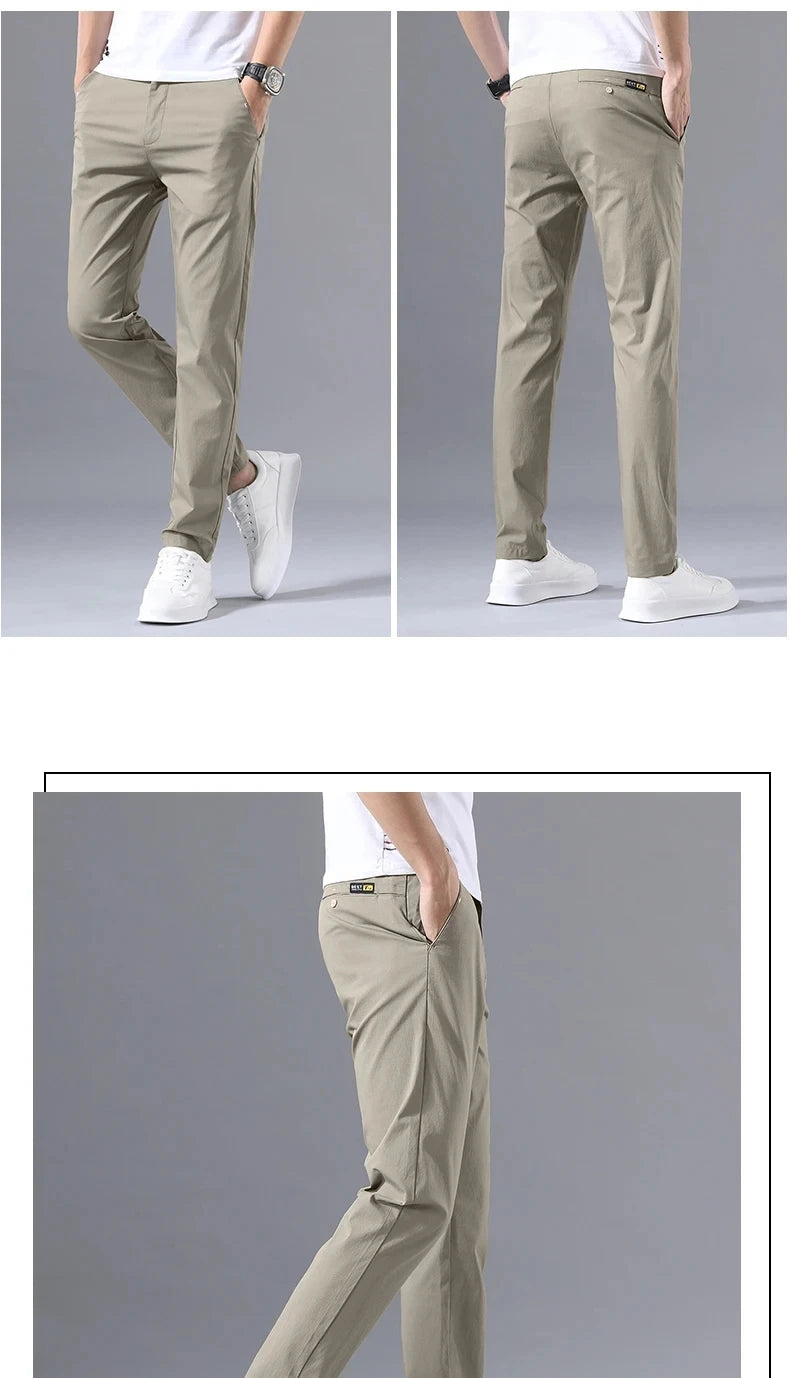 Pantalon Homme Slim Coton Stretch – Business Casual Golf Style Coréen Léger Printemps Automne | Mode Homme Premium