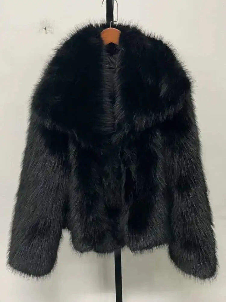 Cardigan Femme Col Revers Fourrure Manches Longues Élégant – Manteau Mode Chic & Tendance | Automne Hiver