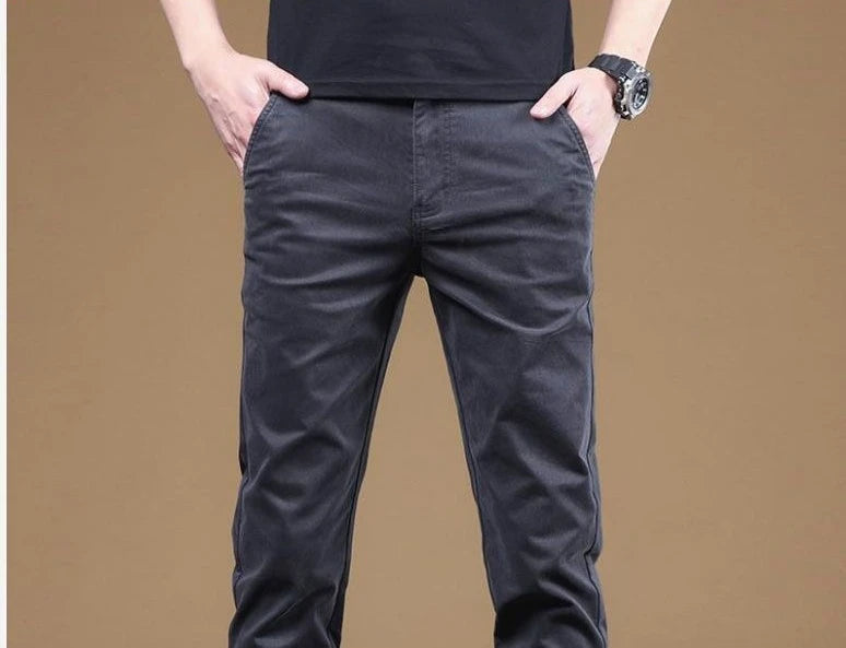 Pantalon Homme Coton Léger Été – Slim Droit Élastique Business Casual Polyvalent | Mode Homme Premium