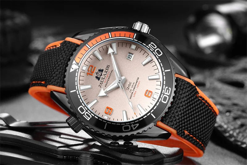 Herrenarmbanduhr Automatik Mechanisch Luxus – Gummiarmband Leuchtend Wasserdicht Kalender
