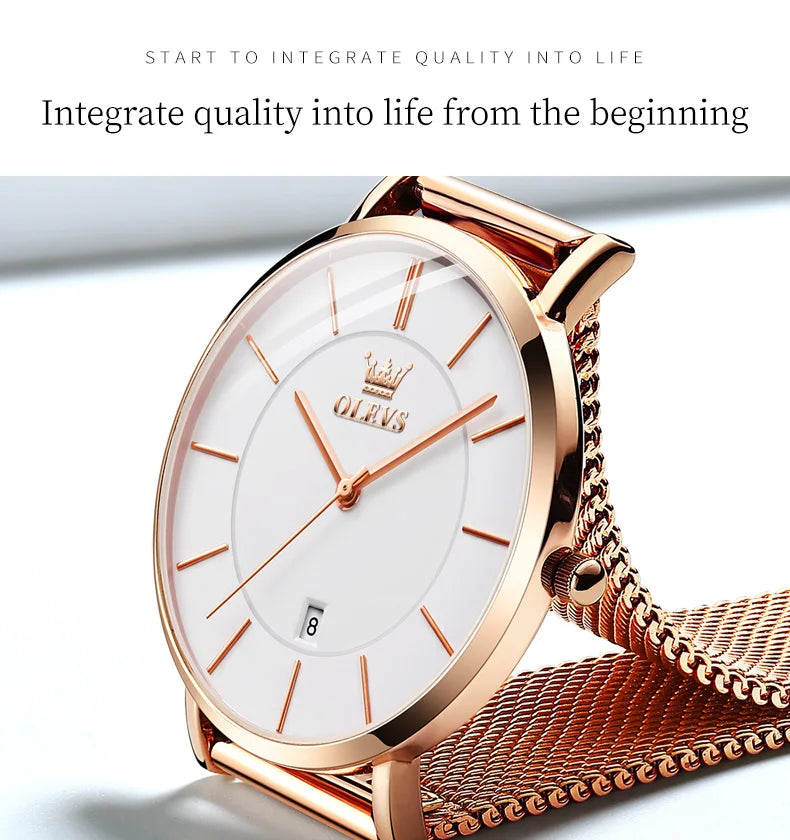 OLEVS Damenuhr Quarz Wasserdicht Luxus Edelstahl Roségold Elegant Geschenkbox Inklusive | OLEVS Damen Luxus Roségold Premium Uhr