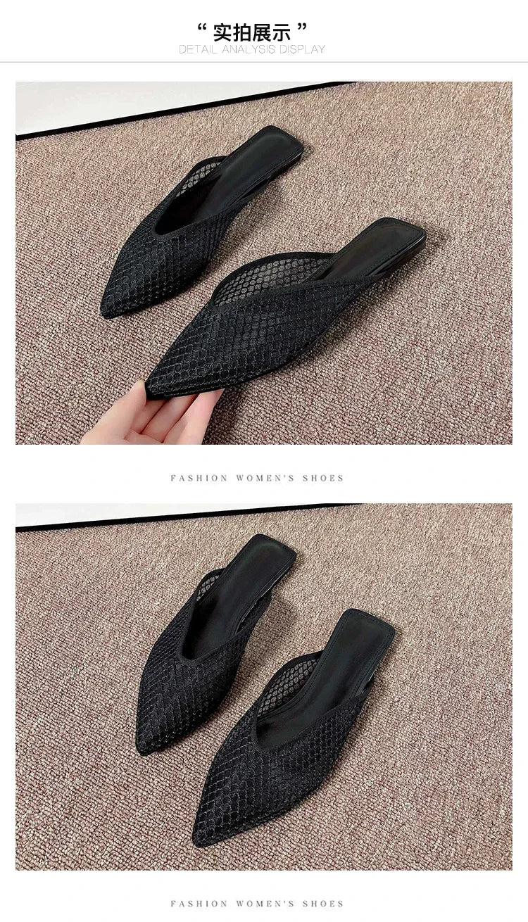 Mules Mesh Pointed Toe Slingback Femme 2025 – Respirantes Casual Slides Flip-flops Été