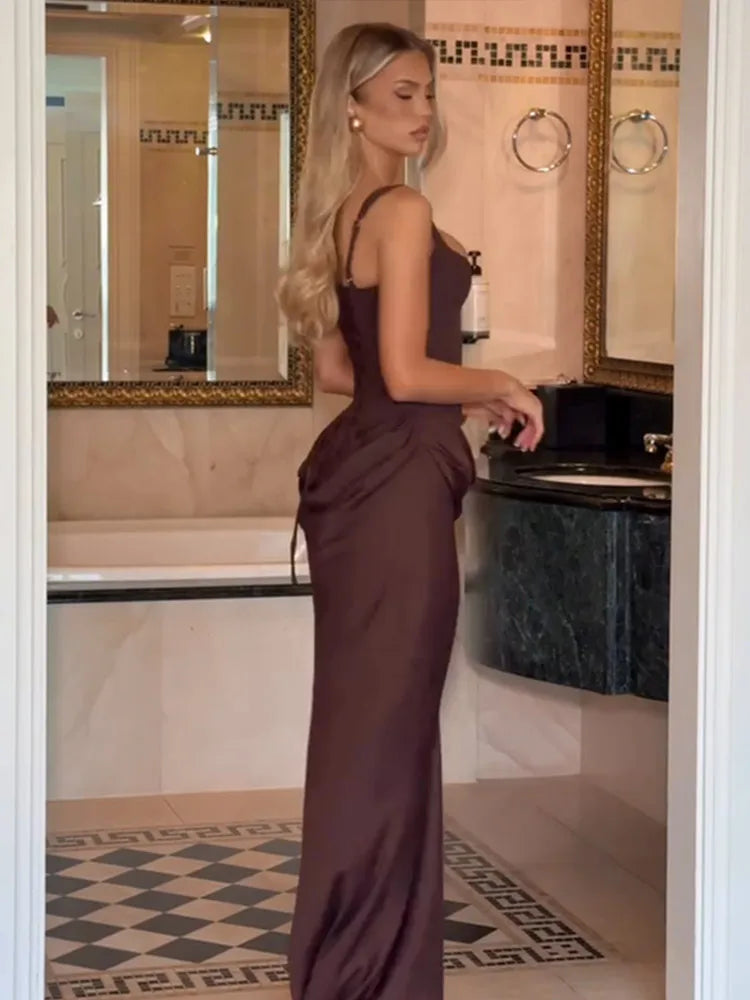 Robe Maxi Femme Velours Noir Transparente Mesh Épaules Dénudées Taille Cinée Slim – Soirée & Club | 2026