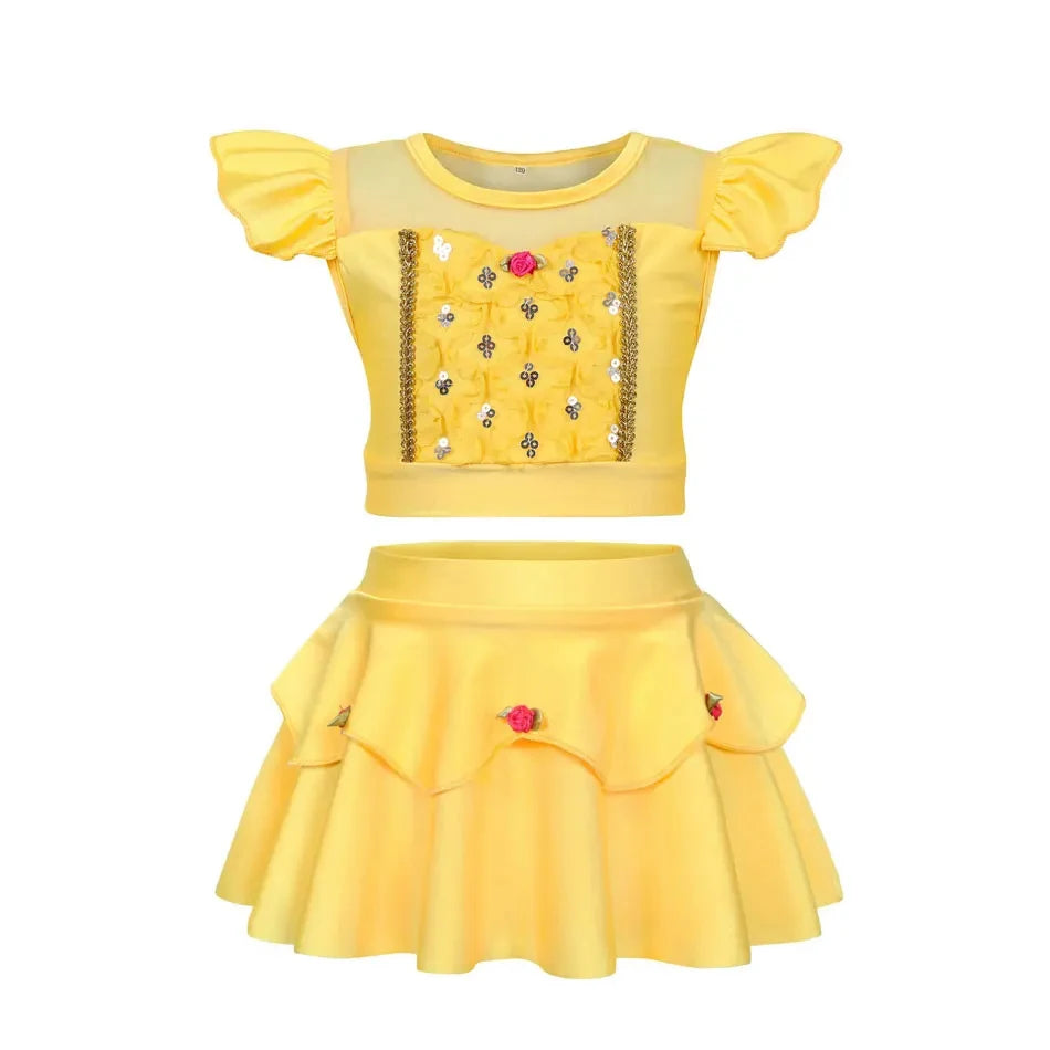 Maillot de Bain Fille Princesse Sirené – Costume Plage Piscine Été Enfant Anna Elsa Raiponce Mirabel