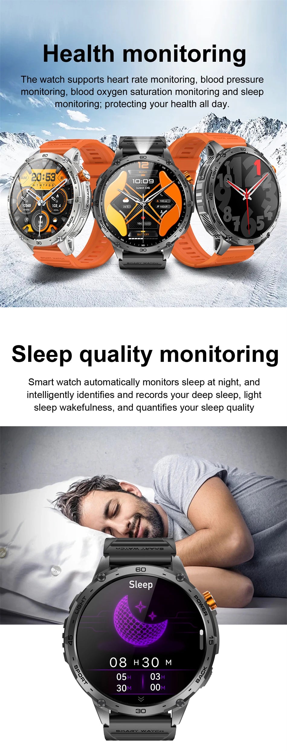 Smartwatch Homme 2026 Écran AMOLED 1.75" Ultra HD – Batterie 730mAh Bluetooth Appel Sport Android iOS