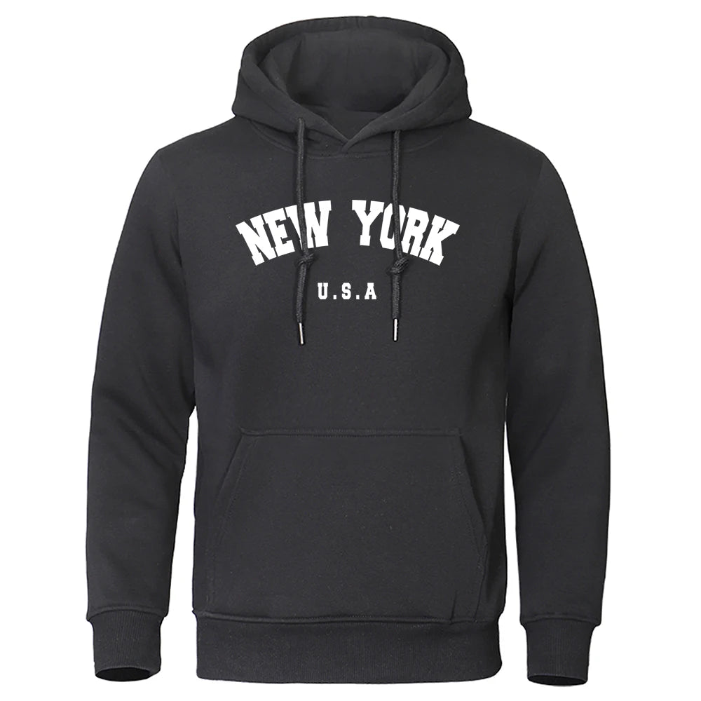 Sweat à Capuche Homme New York Imprimé USA City Manches Longues Oversize Loose Casual Streetwear Pullover Hoodie Tendance Confortable – Hoodie Americana Premium New York | Mode Homme Streetwear Premium