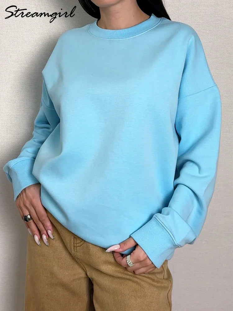 Sweat Col Rond Oversize Femme – Comfort Colors Rose Jaune Blanc Coton Automne Hiver