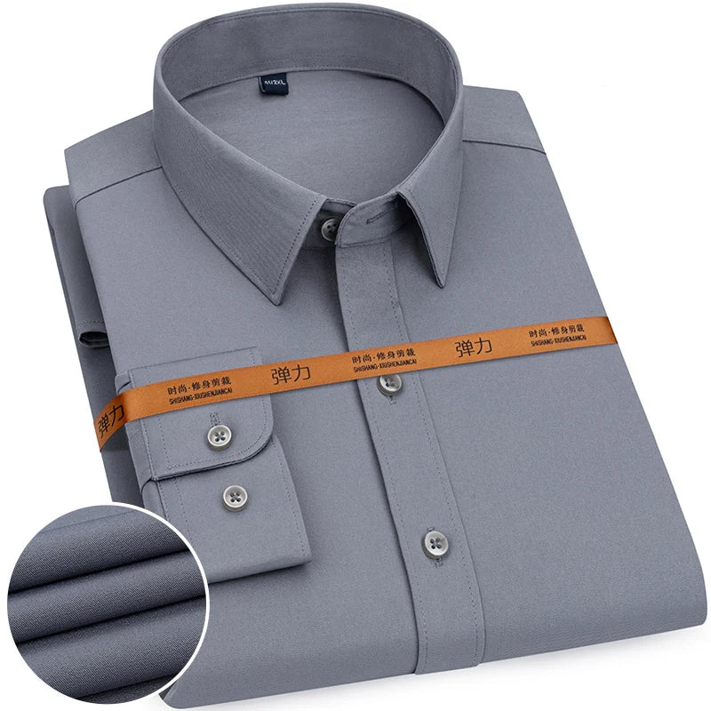 Chemise Homme Slim Fit Couleur Unie – Business Casual Classique Manches Longues Légère | Mode Homme Premium
