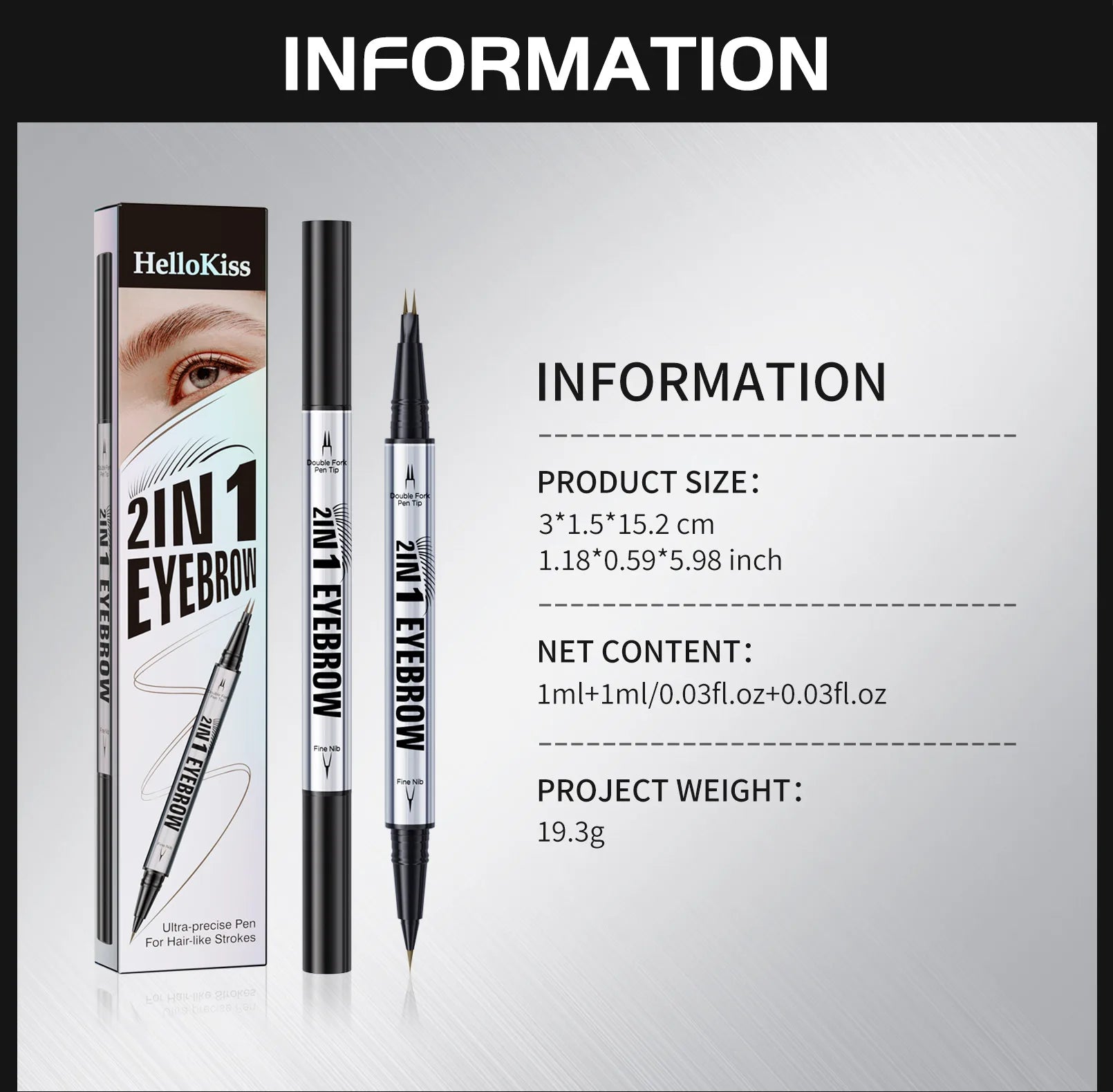 Crayon Sourcils Double Embout Waterproof – Liquide Courbé 2-en-1 Fourchette & Pinceau Précis | Maquillage Sourcils Longue Tenue