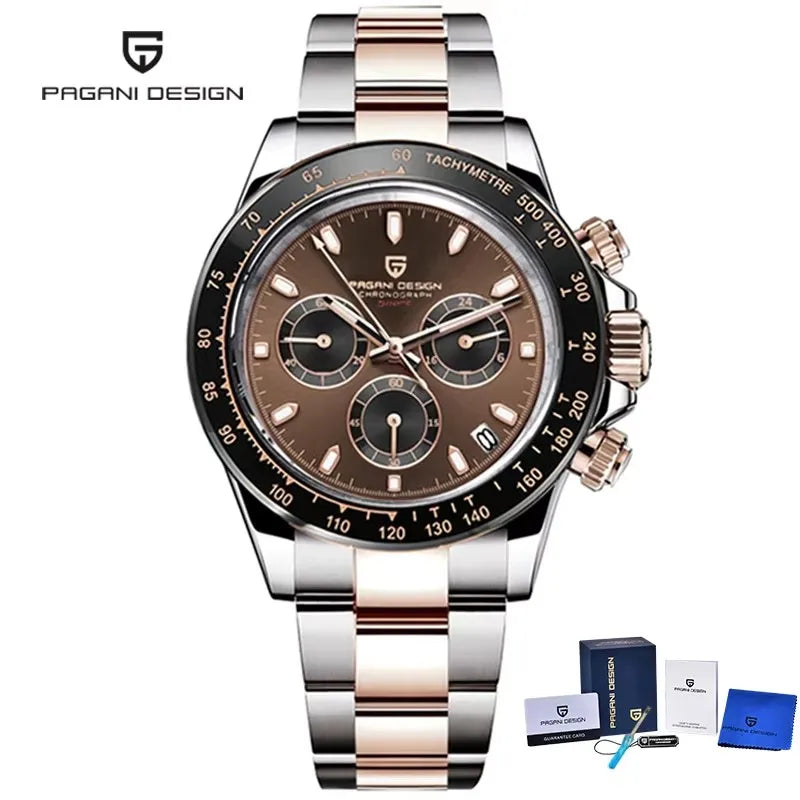 Montre Homme PAGANI DESIGN 2023 Noire Quartz Luxe – Chronographe Sport Étanche Lumineux