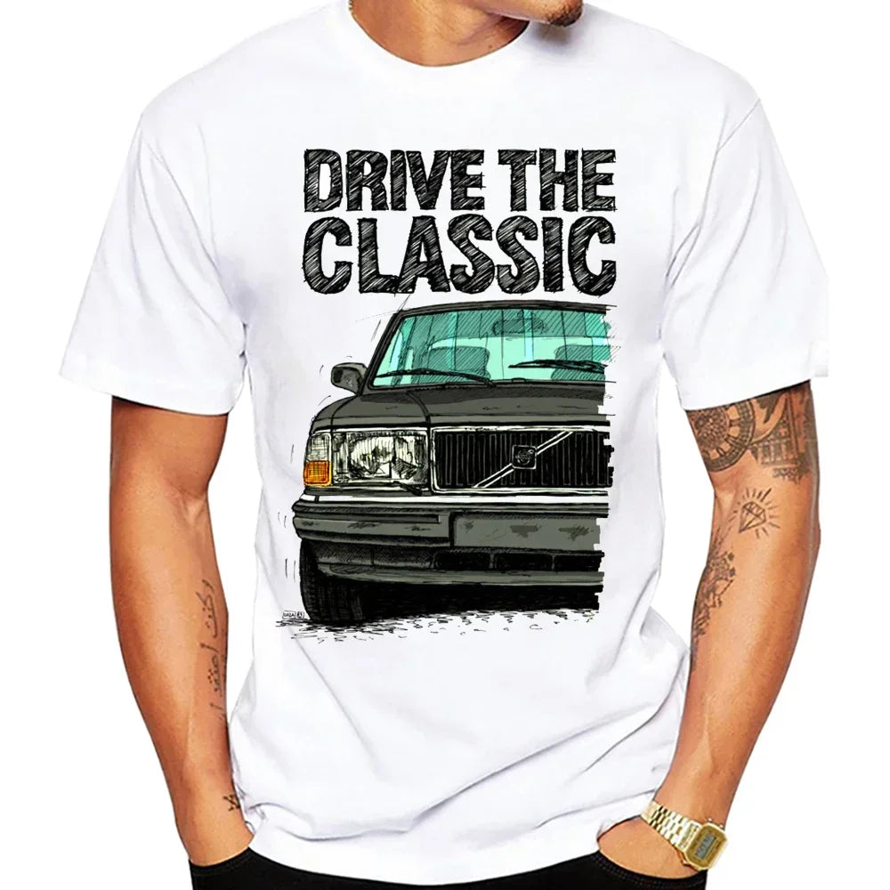 T-Shirt Homme Rétro Voiture Classic 240 Turbo Années 90 – Manches Courtes Hip Hop Casual Été | Streetwear Vintage Auto
