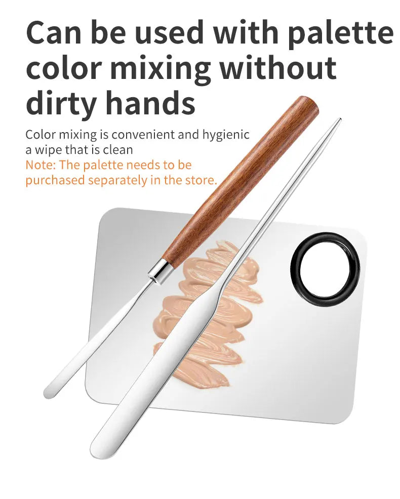 Spatule Inox Nail Art – Tige Mélangeuse Crème & Fond de Teint | Outil Mélange Maquillage & Accessoires
