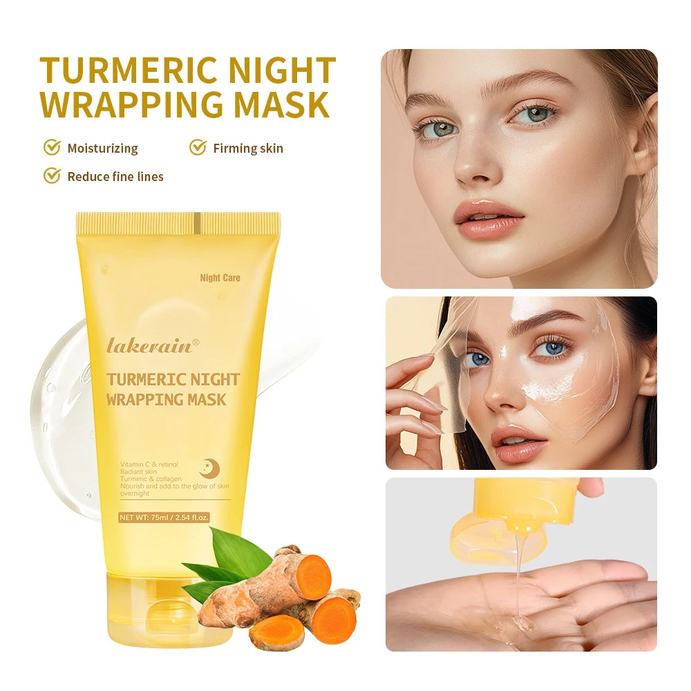 Masque Nuit Peel-Off Acide Kojique & Curcuma – Collagène Hydrolysé | Teint Éclatant & Raffermissant | Korean Skincare